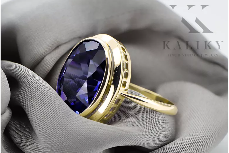 Žiedas Vintage Sapyras 14k geltono aukso vrc285y